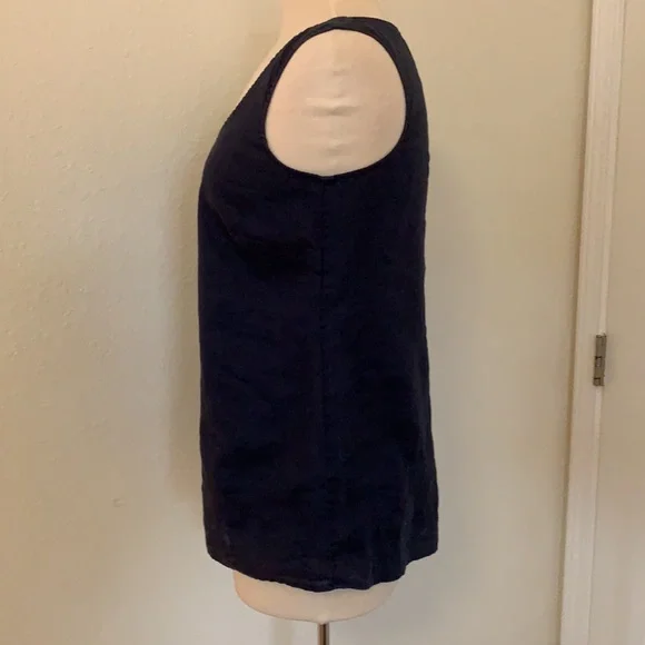 J Jill navy blue 100% linen sleeveless tank top size small S - Picture 4 of 12